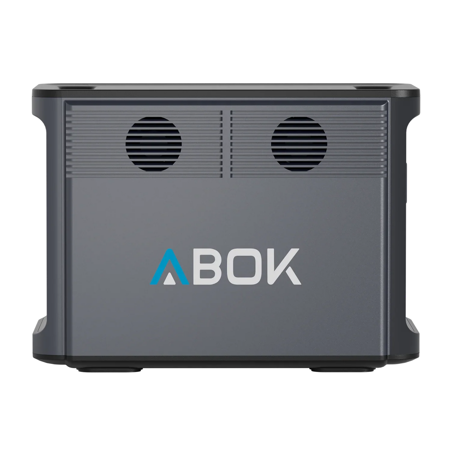 ABOK Ark2000 portable power station side view showing the ABOK logo and dual cooling fans