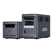 ABOK Ark2000 EU-spec portable power station paired with one matching Ark2000E extra battery.