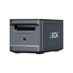 ABOK Ark2000E extra battery in an angled front product view showing the charge indicator and power button.