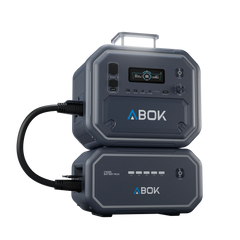 ABOK Ark2800 EU-spec portable power station connected to its matching 2160Wh extra battery.