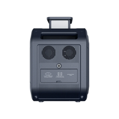 ABOK Ark2800 EU-spec rear view showing dual cooling fans, AC and solar inputs, and the extra battery port.