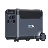 ABOK Ark3600 extra battery in an angled product view showing its display, charging port, and USB ports.