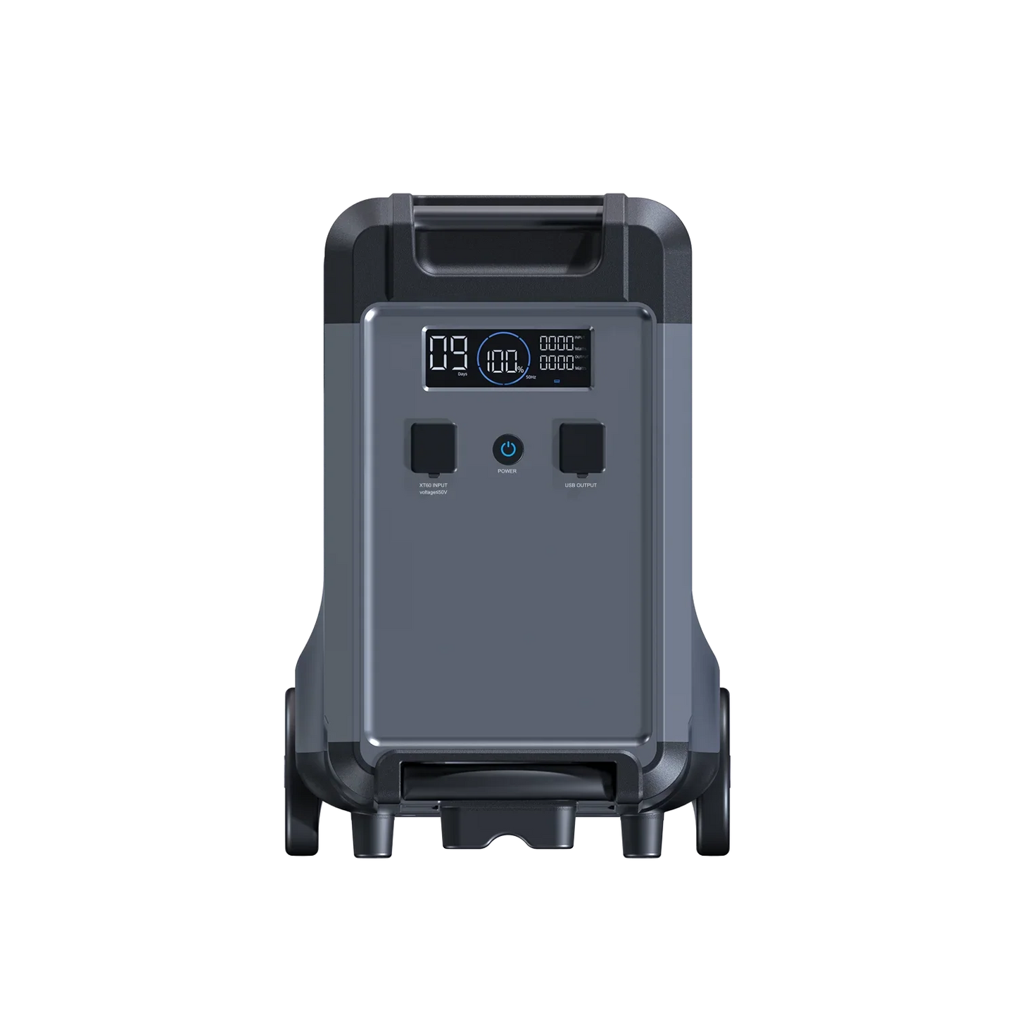 ABOK Ark3600 extra battery in a front product view with the display, charging input, USB ports, and handles.