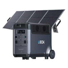 ABOK Ark3600 EU-spec portable power station with a 200W foldable solar panel.
