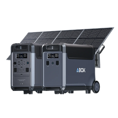 ABOK Ark3600 EU-spec power station with an extra battery and 400W foldable solar panel.