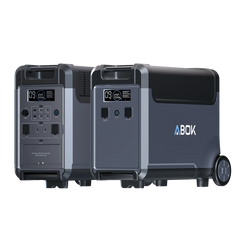 ABOK Ark3600 EU-spec portable power station paired with one matching extra battery.
