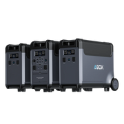 ABOK Ark3600 EU-spec portable power station with two matching extra batteries for expanded capacity.