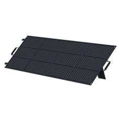 ABOK ASP200 foldable 200W solar panel in an angled view, unfolded on its integrated kickstands.