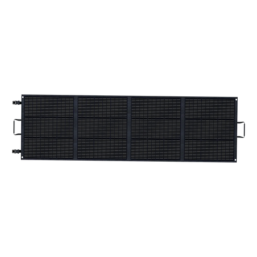 ABOK ASP200 foldable 200W solar panel shown fully unfolded in a straight front view.