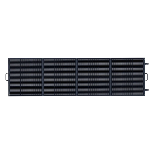 ABOK ASP400 foldable 400W solar panel shown fully unfolded in a straight front view.