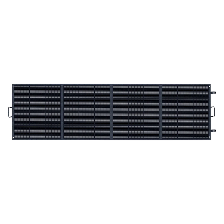 ABOK ASP400 foldable 400W solar panel shown fully unfolded in a straight front view.