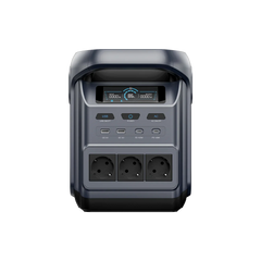ABOK Elux 1 EU-spec portable power station shown from the front with three AC outlets.