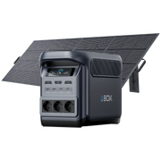 ABOK Elux 1 EU-spec portable power station displayed with a 400W foldable solar panel.
