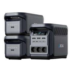 ABOK Elux 1 EU-spec portable power station paired with two X1 expansion batteries.